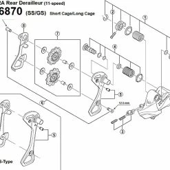 Shimano Ultegra Di2 RD-6870 Schaltwerk | Kettenleitwerks Achse Komplett SS Type Nr 4