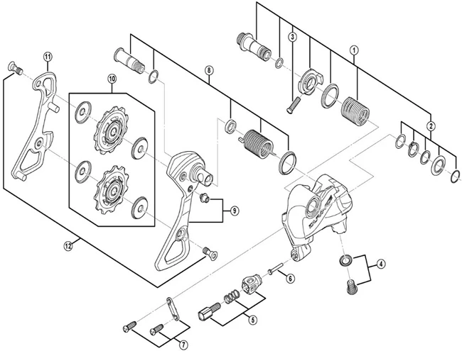 Shimano Dura Ace RD-9000 Schaltwerk Ersatzteil | Achseinheit Fuer Schaltwerk-Halter Komplett Nr 1 1 Shimano Dura Ace RD-9000 Schaltwerk Ersatzteil | Achseinheit Fuer Schaltwerk-Halter Komplett Nr 1