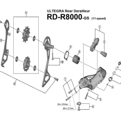 Shimano Ultegra RD-R8000-GS Schaltwerk Ersatzteil | Schaltzug-Klemmschraube Komplett Nr 6