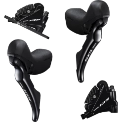Discset Shimano 105 ST-R7020 STI Disc Schaltbremshebel + BRR7070 Flatmount Scheibenbremsen Schwarz