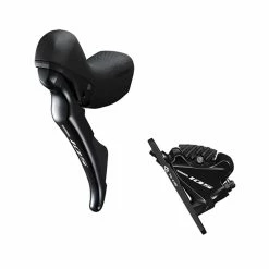 Shimano 105 Discbremse ST-R7020 STI Schaltbremshebel 2 Fach Links + BRR7070 Flatmount Bremssattel Vorderrad Schwarz