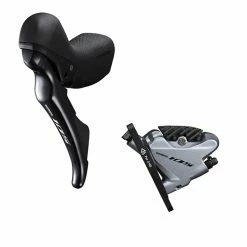 Shimano 105 Discbremse ST-R7020 STI Schaltbremshebel 2 Fach Links + BRR7070 Flatmount Bremssattel Vorderrad Silber