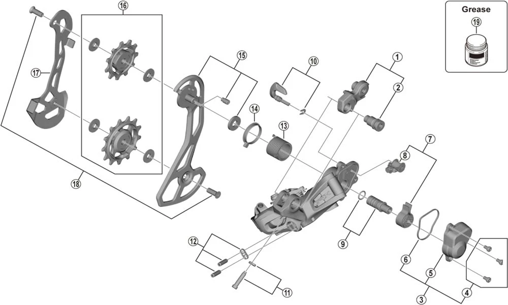 Shimano GRX Di2 RD-RX815 Schaltwerk Ersatzteil | Stabilisator- Einheit Nr 7 1 Shimano GRX Di2 RD-RX815 Schaltwerk Ersatzteil | Stabilisator- Einheit Nr 7