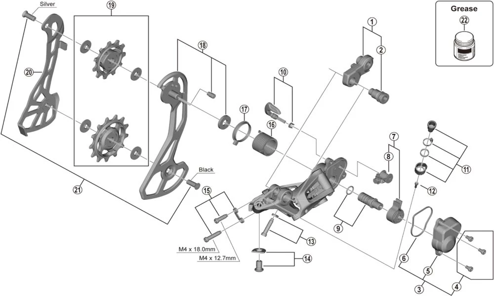 Shimano GRX RD-RX810 Schaltwerk Ersatzteil | Schaltzug-Einstellschaube Komplett Nr 11 1 Shimano GRX RD-RX810 Schaltwerk Ersatzteil | Schaltzug-Einstellschaube Komplett Nr 11