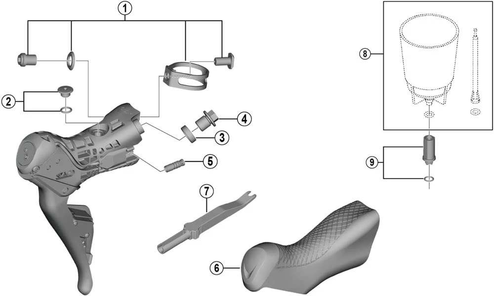 Shimano Dura Ace Di2 ST-R9170 Schalt-Bremshebel Ersatzteil | Griffgummi Paar Nr 6 2 Shimano Dura Ace Di2 ST-R9170 Schalt-Bremshebel Ersatzteil | Griffgummi Paar Nr 6 – Bild 2
