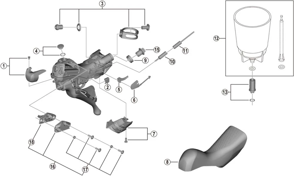 Shimano Dura Ace ST-R9120 Schalt-Bremshebel Ersatzteil | Griffgummi Paar Nr 8 2 Shimano Dura Ace ST-R9120 Schalt-Bremshebel Ersatzteil | Griffgummi Paar Nr 8 – Bild 2
