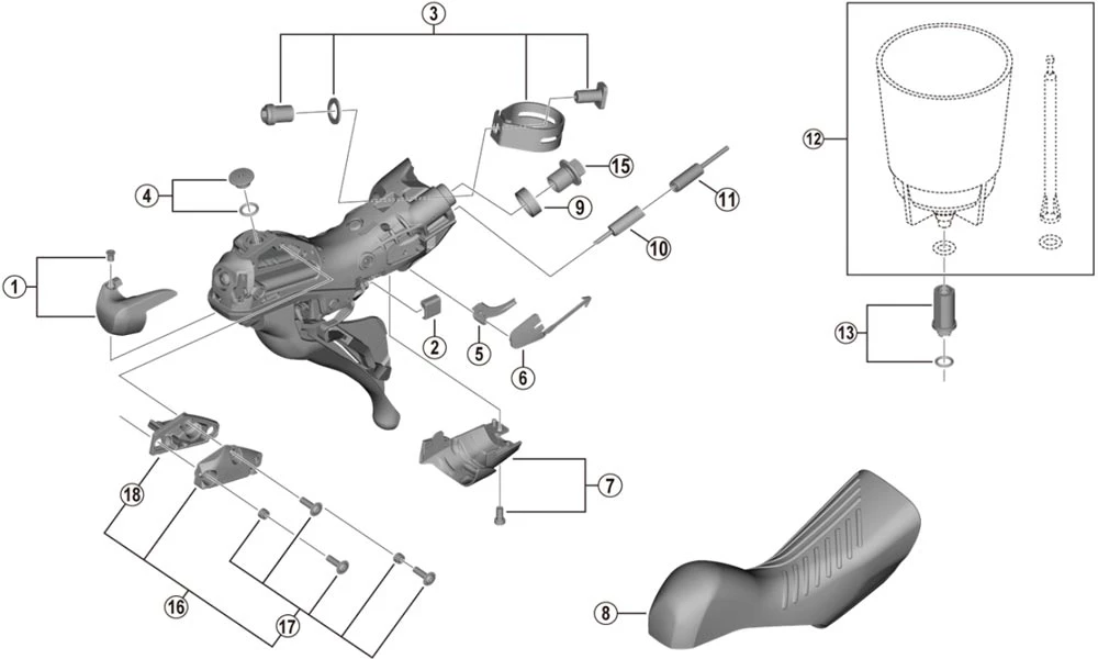 Shimano GRX ST-RX810 Schalt-Bremshebel Ersatzteil | Griffgummi Paar Nr 8 1 Shimano GRX ST-RX810 Schalt-Bremshebel Ersatzteil | Griffgummi Paar Nr 8