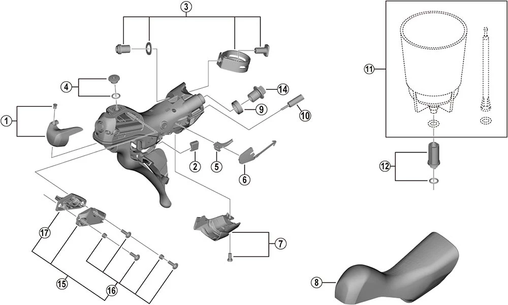 Shimano 105 ST-R7025 Schalt-Bremshebel Ersatzteil | Kabelgehaeuse Links Nr 6 2 Shimano 105 ST-R7025 Schalt-Bremshebel Ersatzteil | Kabelgehaeuse Links Nr 6 – Bild 2