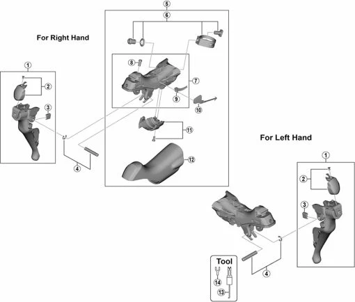 Shimano 105 ST-R7000 Schalt-Bremshebel Ersatzteil | Kabelfuehrung Links Nr 9 -Rennrad Komponenten Verkäufe 56289 0 Ersatzteile Shimano 105 STR7000
